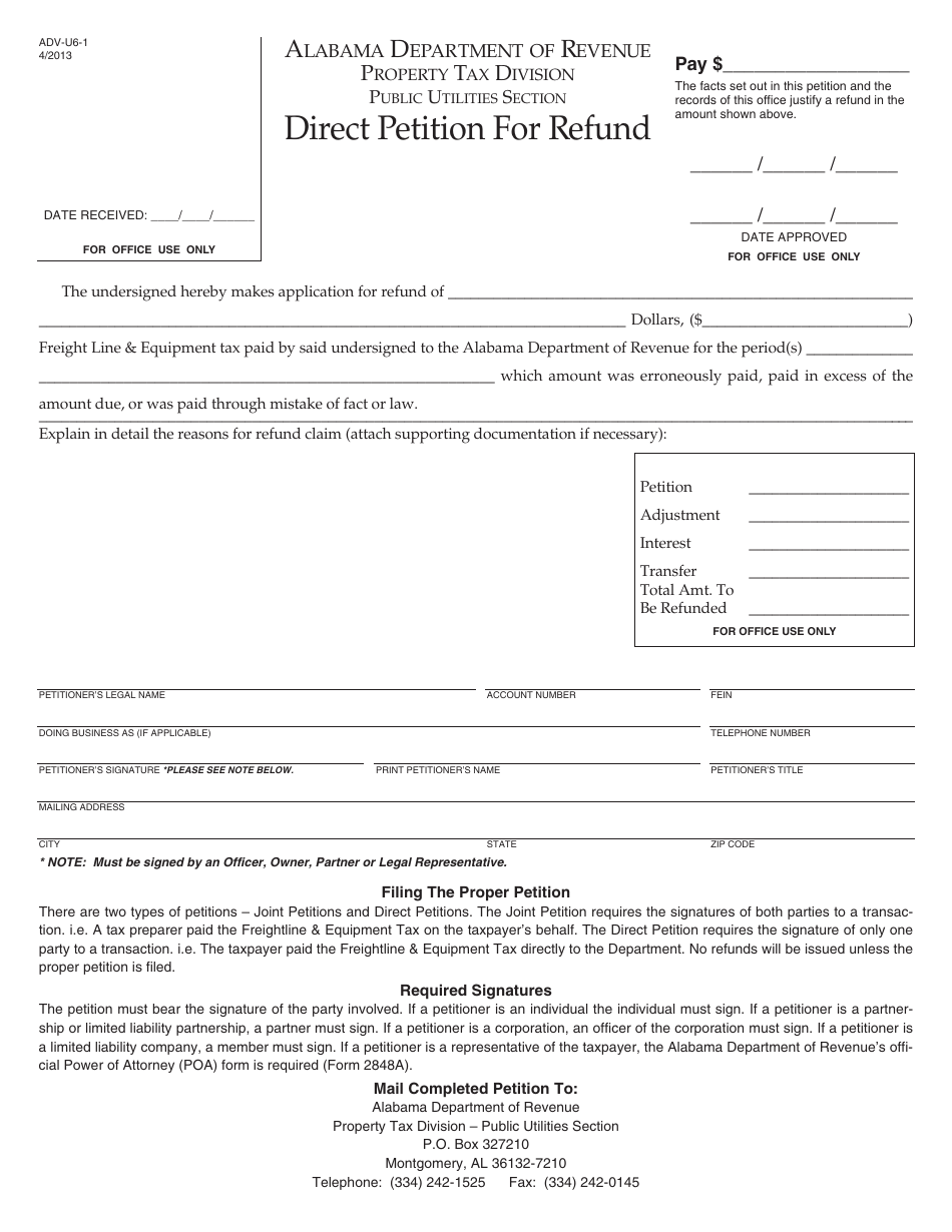 Form ADVU61 Fill Out, Sign Online and Download Printable PDF