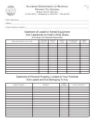 Document preview: Form ADV: U-1 Statement of Leased or Rented Equipment Not Capitalized - Alabama