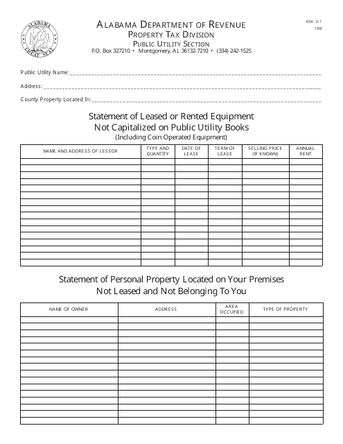 Form ADV: U-1 Printable Pdf