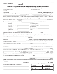 Document preview: Form ADV-LD-PFR Petition for Refund of Taxes Paid by Mistake or Error - Alabama