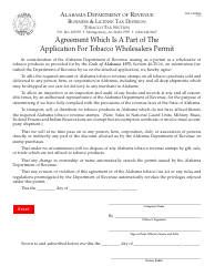 Document preview: Form TOB: T-AGREE Agreement Which Is a Part of the Application for Tobacco Wholesalers Permit - Alabama