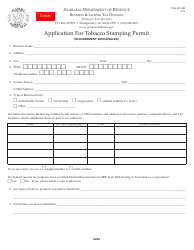 Form TOB: APP-NR Application for Tobacco Stamping Permit (Non-resident Wholesaler) - Alabama