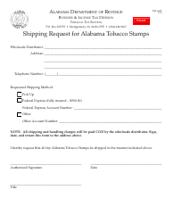 Document preview: Form TOB: SHIP Shipping Request for Alabama Tobacco Stamps - Alabama