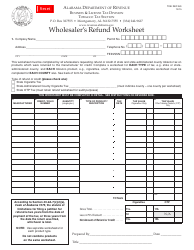 Document preview: Form TOB: REF-WS Wholesaler's Refund Worksheet - Alabama