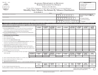 Form TOB: OTP Monthly State Tobacco Tax Return by Tobacco Distributors - Alabama