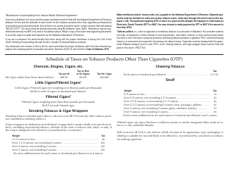 Form TOB: OTP Monthly State Tobacco Tax Return by Tobacco Distributors - Alabama, Page 2