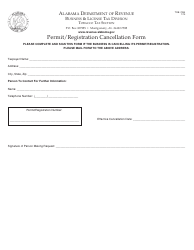 Document preview: Form TOB: CAN Permit/Registration Cancellation Form - Alabama