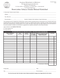 Document preview: Form TOB: REF-WS IND Reservation Tobacco Vendor Refund Worksheet - Alabama