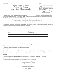 Document preview: Form TOB: REF-IND Petition for Refund Reservation Tobacco Vendor - Alabama