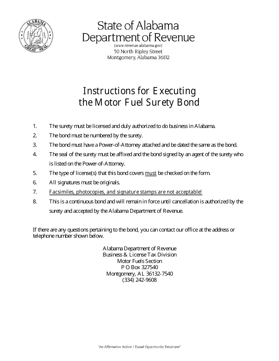 Download Instructions for Form B&L BOND Motor Fuel Surety Bond PDF Templateroller