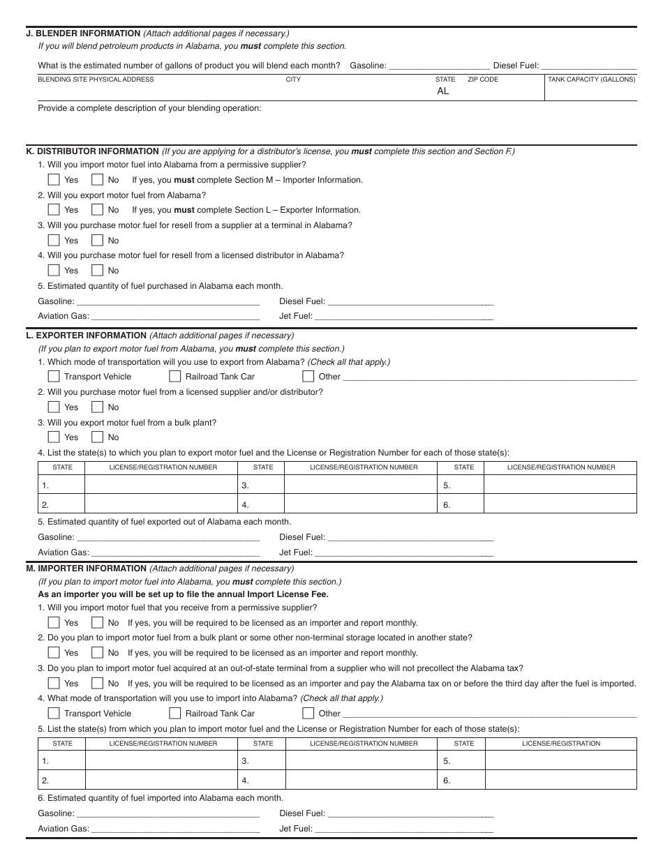 Form BL: MFT-APP Alabama Motor Fuel Excise Tax License Application - Alabama, Page 3