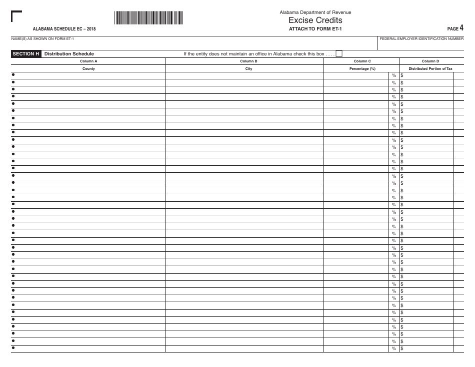 Form ET-1 Schedule EC Excise Credits - Alabama, Page 4