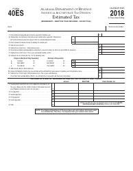 Document preview: Form 40ES Individual Estimated Tax Form - Alabama