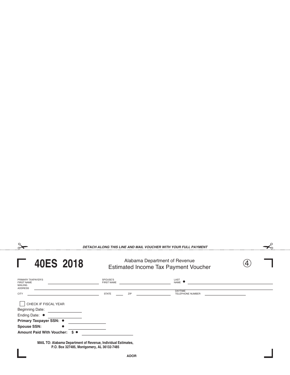 Form 40ES Individual Estimated Tax Form - Alabama, Page 9