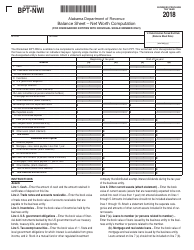 Worksheet Bpt-Nwi - Balance Sheet - Net Worth Computation - Alabama