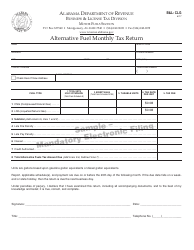Document preview: Form B&L: CLG Alternative Fuel Monthly Tax Return - Sample - Alabama