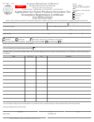 Form B&amp;L: FPSE-2 Application for Forest Products Severance Tax Exemption Registration Certificate - Alabama