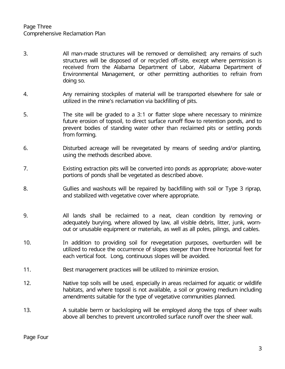 Comprehensive Reclamation Plan - Alabama, Page 3