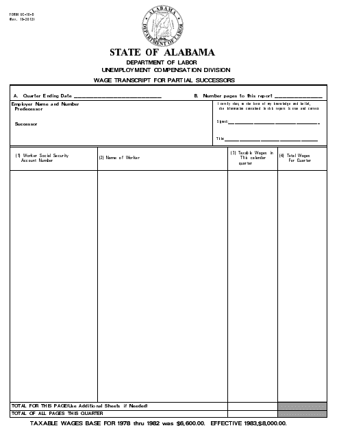 Form UC-10-D  Printable Pdf