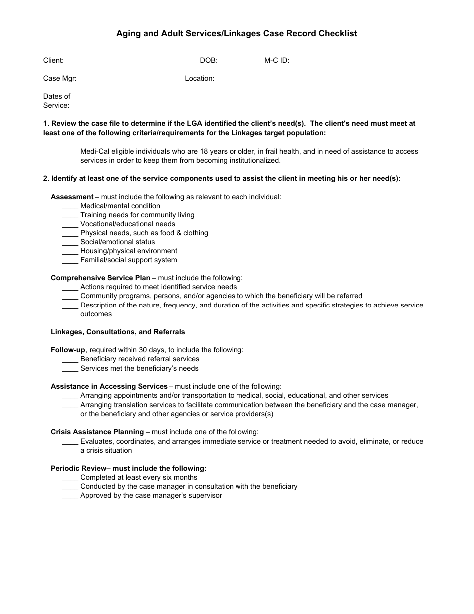 Public Health Case Record Checklist - California, Page 4