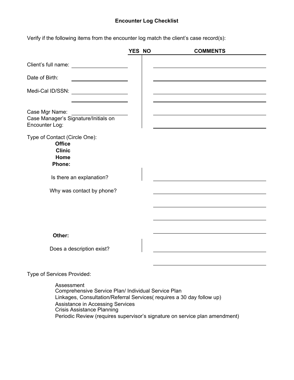 Public Health Case Record Checklist - California, Page 7