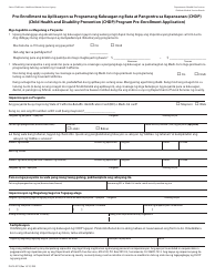 Form DHCS4073 &quot;Pre-enrollment Application - Child Health and Disability Prevention (Chdp) Program&quot; - California (Tagalog)