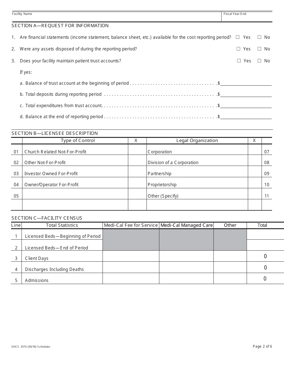 Form DHCS3076 Intermediate Care Facility for the Developmentally Disabled Habilitative / Nursing (Icf-Ddh / N) Cost Report - California, Page 3