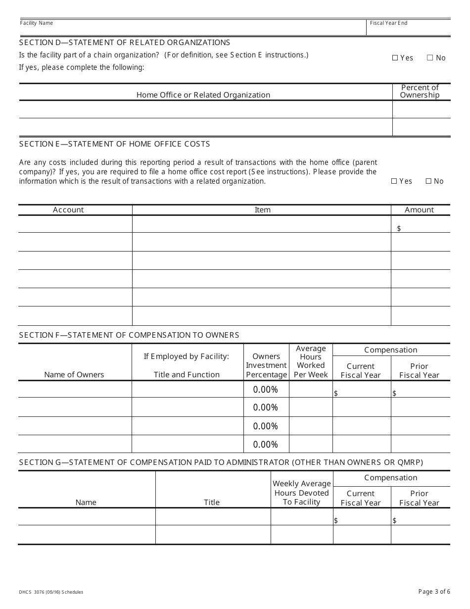 Form DHCS3076 Intermediate Care Facility for the Developmentally Disabled Habilitative / Nursing (Icf-Ddh / N) Cost Report - California, Page 4