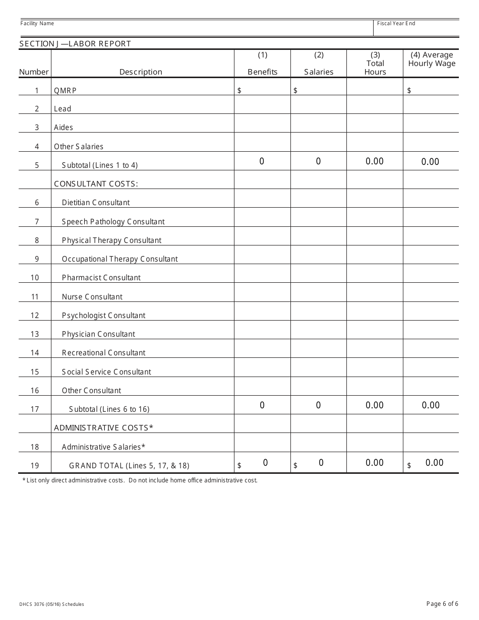 Form DHCS3076 Intermediate Care Facility for the Developmentally Disabled Habilitative / Nursing (Icf-Ddh / N) Cost Report - California, Page 8
