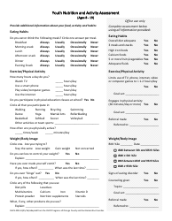 Document preview: Form DHCS4035 B Youth Nutrition and Activity Assessment (Ages 8 - 19) - California