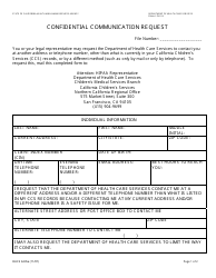 Document preview: Form DHCS6235A Confidential Communication Request (Northern California Regional Office) - City and County of San Francisco, California