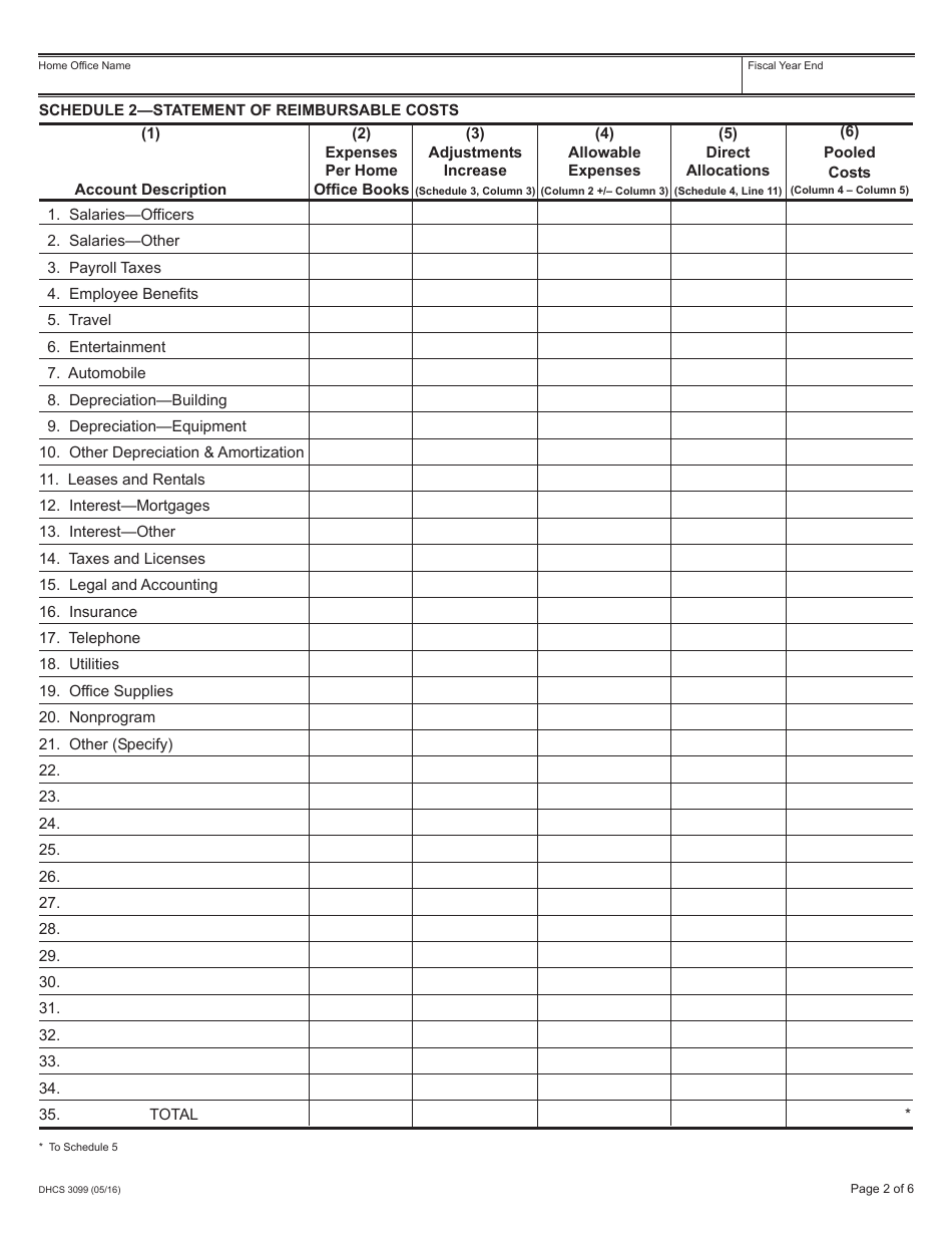 Form DHCS3099 Intermediate Care Facility for the Developmentally Disabled Habilitative / Nursing (Icf-Ddh / N) Home Office Cost Report - California, Page 3