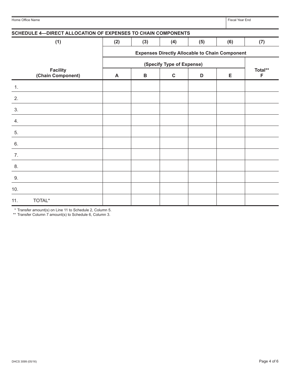 Form DHCS3099 Intermediate Care Facility for the Developmentally Disabled Habilitative / Nursing (Icf-Ddh / N) Home Office Cost Report - California, Page 5