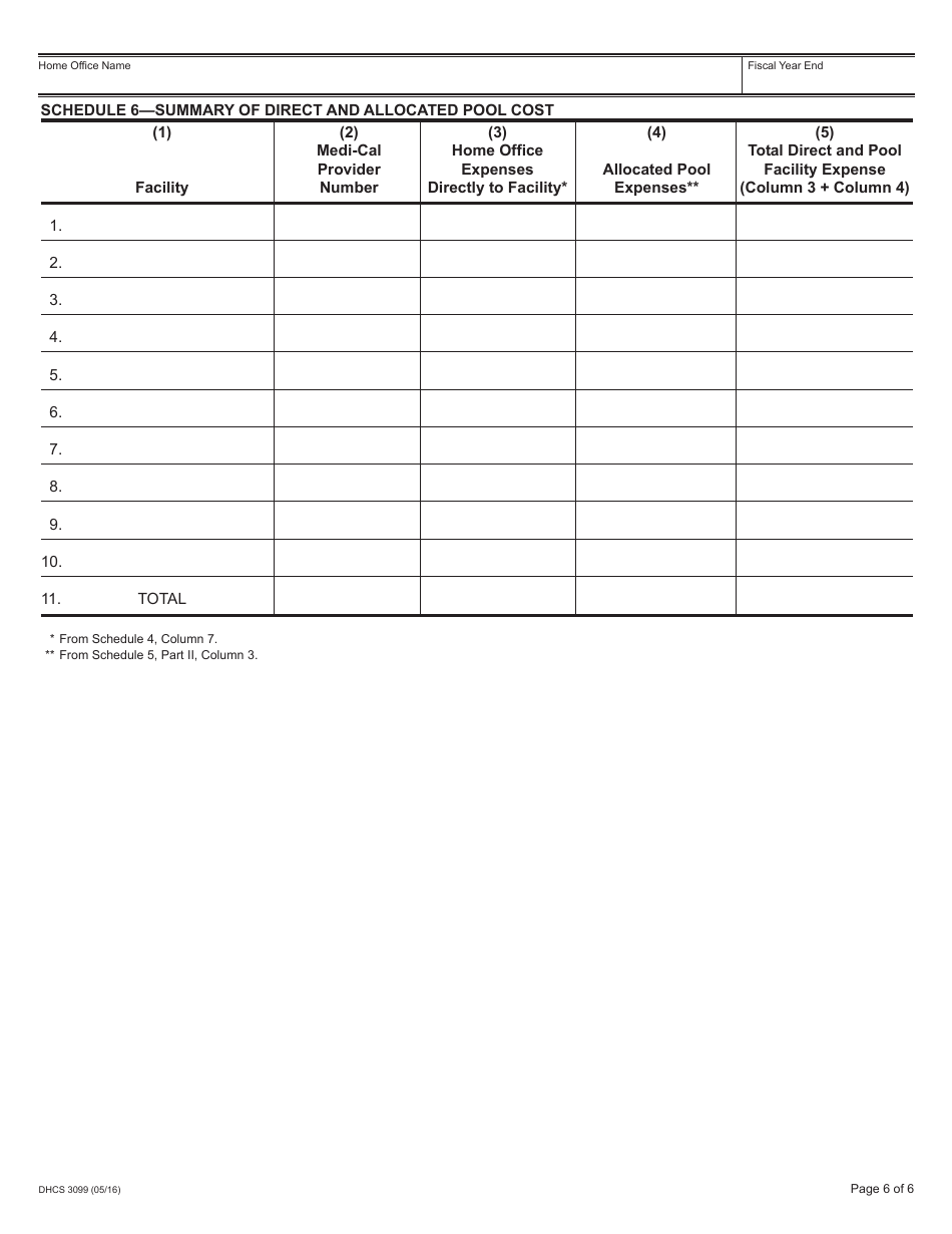 Form DHCS3099 Intermediate Care Facility for the Developmentally Disabled Habilitative / Nursing (Icf-Ddh / N) Home Office Cost Report - California, Page 7