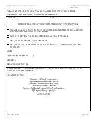 Form DHCS6236A Request for Access to Protected Health Information (Northern California Regional Office/San Francisco) - City and County of San Francisco, California, Page 2