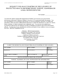 Form DHCS6245A &quot;Request for an Accounting of Disclosures of Protected Health Information by Parent, Guardian or Legal Representative (Northern California Regional Office/San Francisco)&quot; - City and County of San Francisco, California