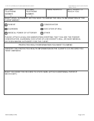 Form DHCS6239A &quot;Request to Amend Protected Health Information by Parent, Guardian or Legal Representative (Northern California Regional Office/San Francisco)&quot; - City and County of San Francisco, California, Page 2