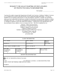 Form DHCS6244A Request for an Accounting of Disclosures of Protected Health Information (Northern California Regional Office/San Francisco) - City and County of San Francisco, California