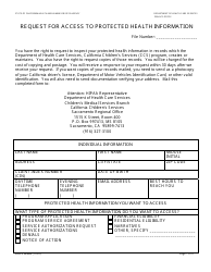 Form DHCS6236A Request for Access to Protected Health Information (Sacramento Regional Office) - City of Sacramento, California