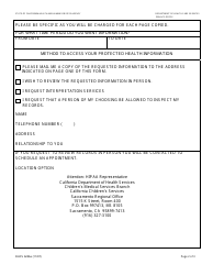 Form DHCS6236A Request for Access to Protected Health Information (Sacramento Regional Office) - City of Sacramento, California, Page 2