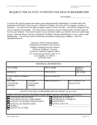 Document preview: Form DHCS6236A Request for Access to Protected Health Information (Southern California Regional Office) - City of Los Angeles, California