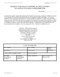 Form DHCS6244A Request for an Accounting of Disclosures of Protected Health Information (Sacramento Regional Office) - City of Sacramento, California