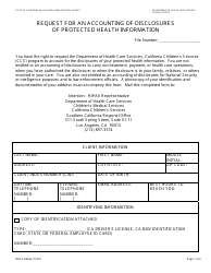 Form DHCS6244A Request for an Accounting of Disclosures of Protected Health Information (Southern California Regional Office) - City of Los Angeles, California