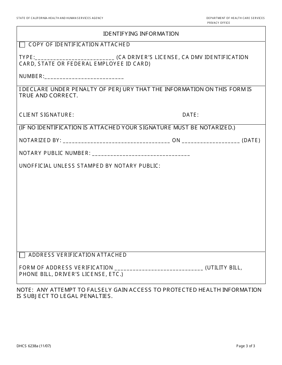 Form DHCS6238A Request to Amend Protected Health Information - Genetically Handicapped Persons Program - California, Page 3