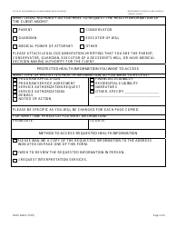 Form DHCS6237A &quot;Request to Access Protected Health Information by Parent, Guardian or Legal Representative (Genetically Handicapped Persons Program)&quot; - City of Sacramento, California, Page 2