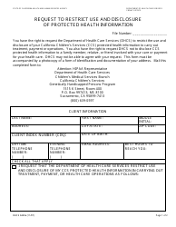 Form DHCS6240A Request to Restrict Use and Disclosure of Protected Health Information - Genetically Handicapped Persons Program - California