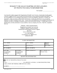 Form DHCS6244A Request for an Accounting of Disclosures of Protected Health Information (Genetically Handicapped Persons Program) - City of Sacramento, California