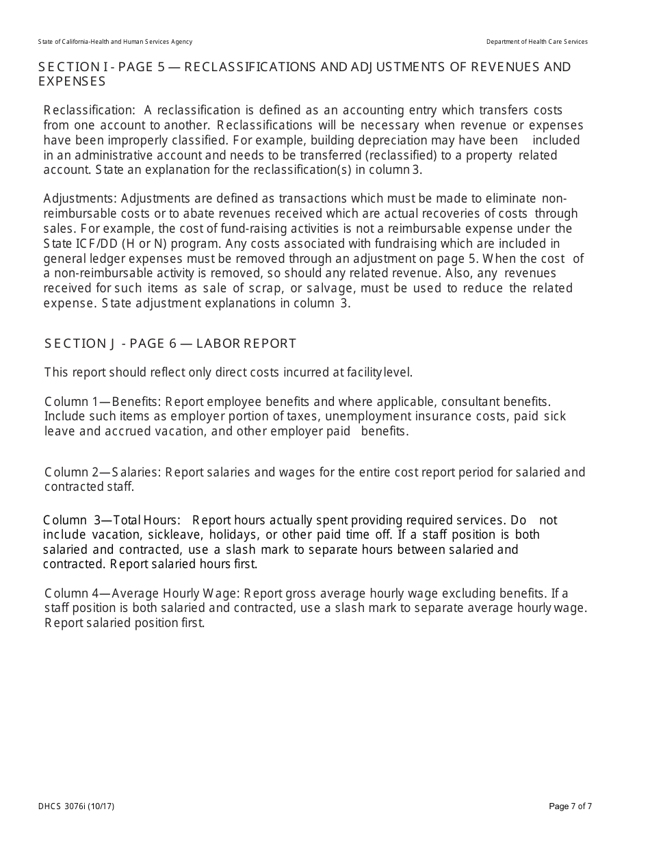 Instructions for Form DHCS3076 Supplemental Cost Report for Intermediate Care Facilities (Habilitative or Nursing) - California, Page 7
