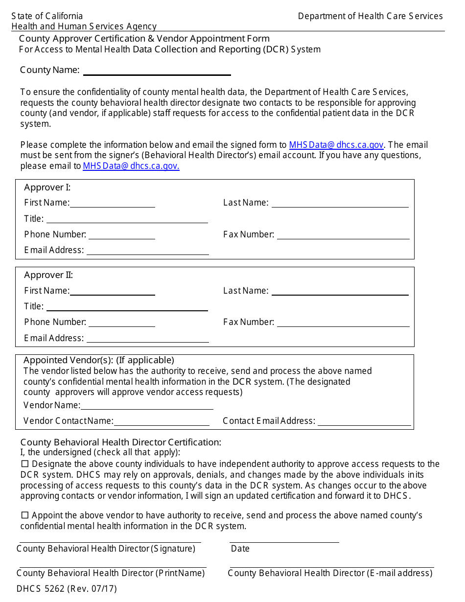 Dcr Forms.pdf Form DHCS5262 - Fill Out, Sign Online and Download Fillable PDF ...