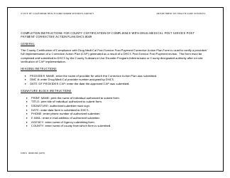 Document preview: Instructions for Form DHCS8049 County Certification of Compliance With Drug Medi-Cal Post Service Post Payment Corrective Action Plan - California